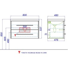 Комплект мебели белый глянец 80 см Aqwella 5 Stars Neringa NER0108 + Ner.08.04.D + NER0408