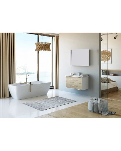 Комплект мебели дуб сонома/белый глянец 97,2 см Aqwella 5 Stars Miami Mai.01.10 + Mal.10.04.D + Mai.02.07