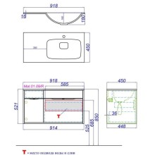 Комплект мебели крафт темный/белый глянец 91,8 см Aqwella 5 Stars Malaga Mal.01.09/R/CD + Mal.09.04.D-R + Mal.02.09