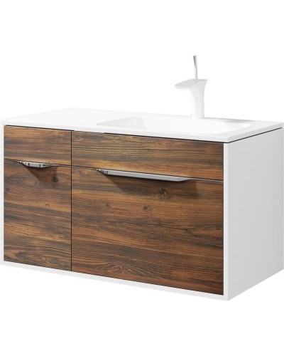 Комплект мебели крафт темный/белый глянец 91,8 см Aqwella 5 Stars Malaga Mal.01.09/R/CD + Mal.09.04.D-R + Mal.02.09