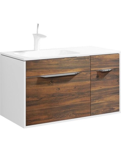 Комплект мебели крафт темный/белый глянец 91,8 см Aqwella 5 Stars Malaga Mal.01.09/L/CD + Mal.09.04.D-L + Mal.02.09