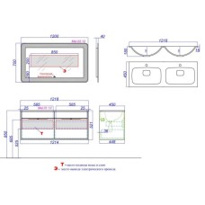 Комплект мебели крафт темный/белый глянец 121,8 см Aqwella 5 Stars Malaga Mal.01.12/CD + Mal.12.04.D + Mal.02.12