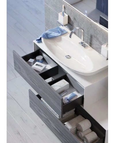 Комплект мебели миллениум серый/белый глянец 100 см Aqwella 5 Stars Genesis GEN0110MG + Esc.09.04.D + GEN0210