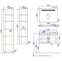 Комплект мебели белый глянец 80 см Aqwella 5 Stars Infinity inf.01.08/001 + Inf.08.04.D + Inf.02.08