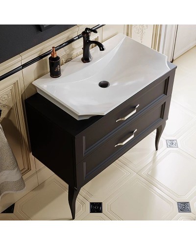 Комплект мебели черный матовый 85 см Aqwella 5 Stars LaDonna LAD0108BLK + LAD.07.04.D + LAD0207BLK