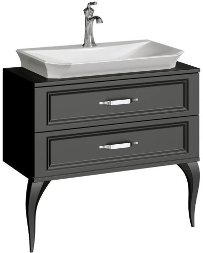 Комплект мебели черный матовый 85 см Aqwella 5 Stars LaDonna LAD0108BLK + LAD.07.04.D + LAD0207BLK