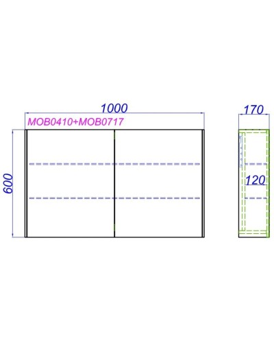 Комплект мебели белый глянец/ бетон светлый 100 см Aqwella 5 Stars Mobi MOB0110W + MOB0710BS + 4640021064269 + MOB0410 + MOB0717W