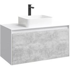 Комплект мебели белый глянец/ бетон светлый 100 см Aqwella 5 Stars Mobi MOB0110W + MOB0710BS + 4640021064269 + MOB0410 + MOB0717W