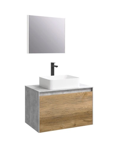 Комплект мебели бетон светлый/ дуб балтийский 80 см Aqwella 5 Stars Mobi MOB0108BS + MOB0708DB + 641945 + SM0208