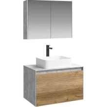 Комплект мебели бетон светлый/ дуб балтийский 80 см Aqwella 5 Stars Mobi MOB0108BS + MOB0708DB + 641945 + MOB0408 + MOB0717BS