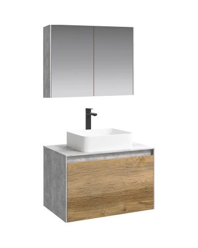 Комплект мебели бетон светлый/ дуб балтийский 80 см Aqwella 5 Stars Mobi MOB0108BS + MOB0708DB + 641945 + MOB0408 + MOB0717BS