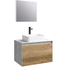 Комплект мебели бетон светлый/ дуб балтийский 80 см Aqwella 5 Stars Mobi MOB0108BS + MOB0708DB + 4640021064269 + SM0208