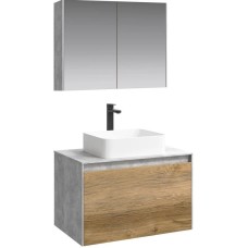 Комплект мебели бетон светлый/ дуб балтийский 80 см Aqwella 5 Stars Mobi MOB0108BS + MOB0708DB + 4640021064269 + MOB0408 + MOB0717BS