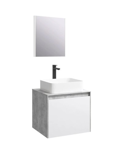 Комплект мебели бетон светлый/ белый глянец 61 см Aqwella 5 Stars Mobi MOB0106BS + MOB0706W + 641945 + SM0206