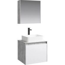 Комплект мебели бетон светлый/ белый глянец 61 см Aqwella 5 Stars Mobi MOB0106BS + MOB0706W + 641945 + MOB0406 + MOB0717BS