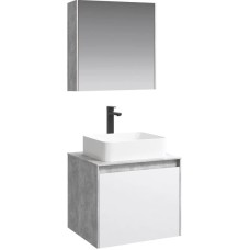 Комплект мебели бетон светлый/ белый глянец 61 см Aqwella 5 Stars Mobi MOB0106BS + MOB0706W + 641945 + MOB0406 + MOB0717BS