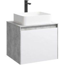 Комплект мебели бетон светлый/ белый глянец 61 см Aqwella 5 Stars Mobi MOB0106BS + MOB0706W + 641945 + MOB0406 + MOB0717BS