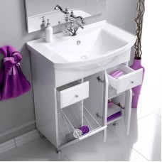 Комплект мебели белый глянец 87 см Aqwella Barcelona Lux BA0108K + 4620008197357 + Ba.02.08