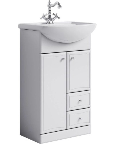 Комплект мебели белый глянец 55,5 см Aqwella Barcelona Ba.01.05/2 + 12091 + Ba.02.55