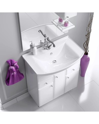 Комплект мебели белый глянец 76,5 см Aqwella Barcelona BA0107K + 4620008197470 + Ba.02.07