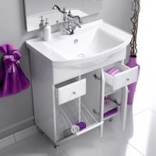 Комплект мебели белый глянец 76,5 см Aqwella Barcelona BA0107K + 4620008197470 + Ba.02.07