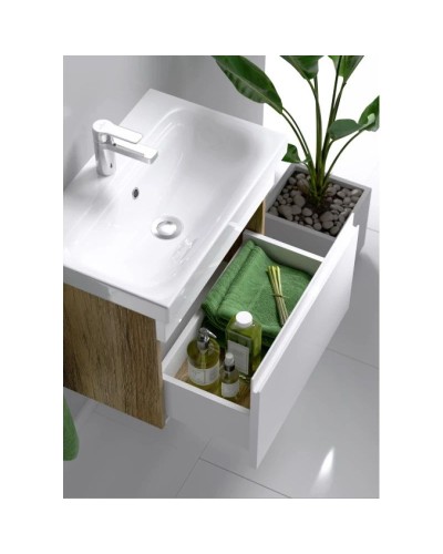 Комплект мебели белый глянец/дуб балтийский 60 см Aqwella Smart SRT0106DB + UMMOD60SL/1 + RM0206W