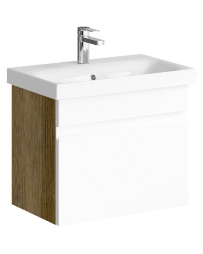 Комплект мебели белый глянец/дуб балтийский 60 см Aqwella Smart SRT0106DB + UMMOD60SL/1 + RM0206W