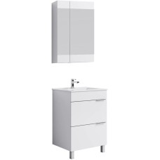 Комплект мебели белый глянец 61 см Aqwella Brig Br.01.06/2//W + 27181 + Br.04.06/W