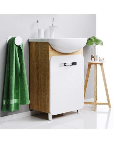 Комплект мебели дуб сонома/белый 55,5 см Aqwella Vega Veg.01.05 + 12091 + Veg.04.05