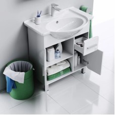 Комплект мебели белый глянец 77,5 см Aqwella Corsica KOR0107 + 4620008197470 + Kor.04.07