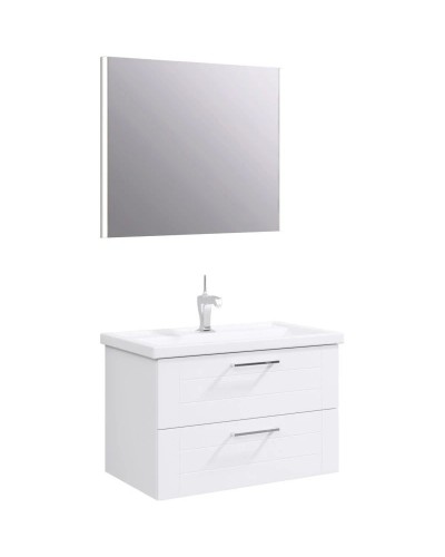 Комплект мебели белый глянец 81,5 см Aqwella Manchester MAN01082 + 4640021064733 + SM0208