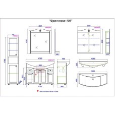 Комплект мебели белый глянец 106,5 см Aqwella Franchesca FR0110 + 4620008197340 + FR0208