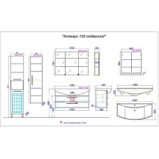 Комплект мебели белый глянец 106,5 см Aqwella Allegro Agr.01.10/2 + 4620008197340 + MC.04.10