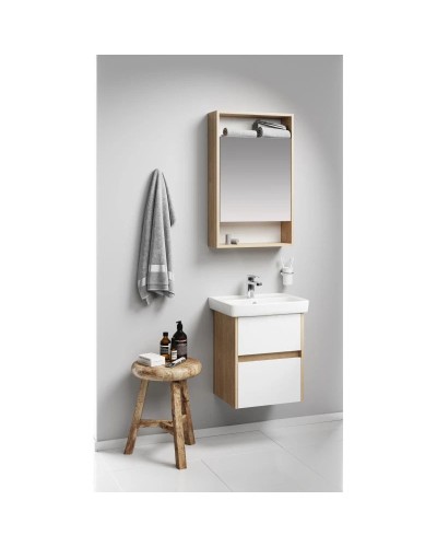 Комплект мебели дуб балтийский/белый глянец 50 см Aqwella City CI0105DB + 195032 + SIT0405DB