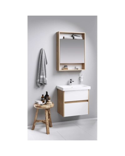 Комплект мебели дуб балтийский/белый глянец 60 см Aqwella City CI0106DB + UMMOD60SL/1 + SIT0406DB