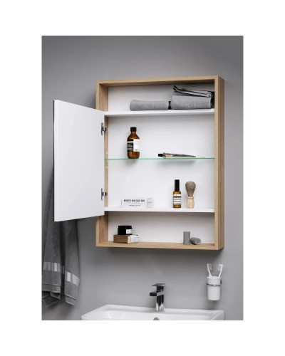 Комплект мебели дуб балтийский/белый глянец 60 см Aqwella City CI0106DB + UMMOD60SL/1 + SIT0406DB