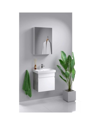 Комплект мебели белый глянец/бетон светлый 49,5 см Aqwella Smart SRT0105BS + UM-MOD50SL/1 + MC.04.05