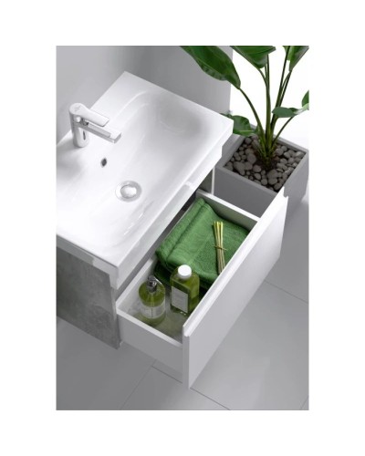 Комплект мебели белый глянец/бетон светлый 60 см Aqwella Smart SRT0106BS + UMMOD60SL/1 + RM0206W