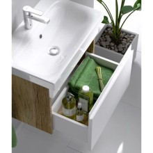 Комплект мебели белый глянец/дуб балтийский 80 см Aqwella Smart SRT0108DB + UM-MOD80SL/1 + SM0208