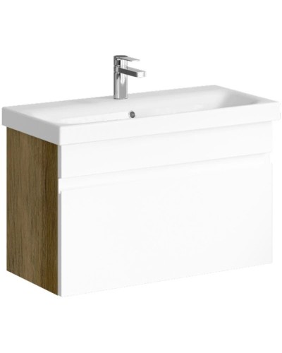 Комплект мебели белый глянец/дуб балтийский 80 см Aqwella Smart SRT0108DB + UM-MOD80SL/1 + SM0208