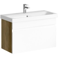 Комплект мебели белый глянец/дуб балтийский 80 см Aqwella Smart SRT0108DB + UM-MOD80SL/1 + MC.04.08