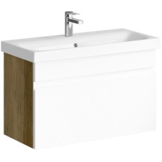 Комплект мебели белый глянец/дуб балтийский 80 см Aqwella Smart SRT0108DB + UM-MOD80SL/1 + MC.04.08