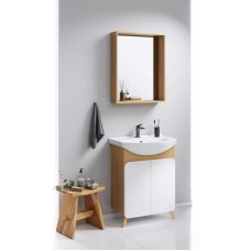 Комплект мебели дуб золотой/белый матовый 66 см Aqwella Basic BAS0106DZ + 4620008192475 + BAS0207DZ