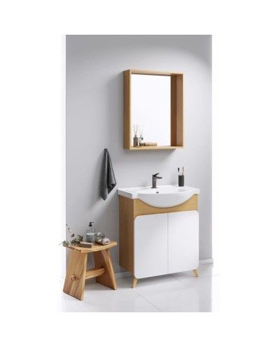 Комплект мебели дуб золотой/белый матовый 76 см Aqwella Basic BAS0107DZ + 4620008197371 + BAS0207DZ