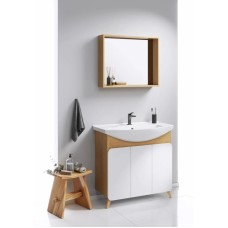 Комплект мебели дуб золотой/белый матовый 87,5 см Aqwella Basic BAS0108DZ + 4620008197456 + BAS0210DZ