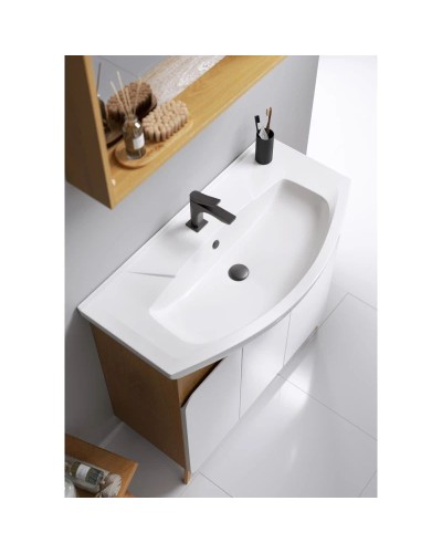 Комплект мебели дуб золотой/белый матовый 87,5 см Aqwella Basic BAS0108DZ + 4620008197456 + BAS0210DZ