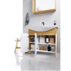 Комплект мебели дуб золотой/белый матовый 87,5 см Aqwella Basic BAS0108DZ + 4620008197456 + BAS0210DZ