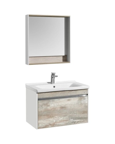 Комплект мебели белый глянец/бетон пайн 80 см Акватон Капри 1A230201KPDA0 + 1WH302251 + 1A230402KPDA0