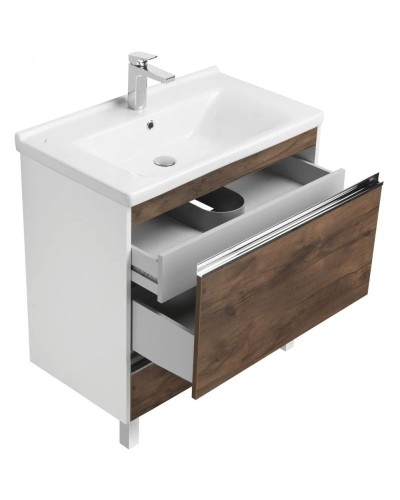 Комплект мебели белый глянец/таксония темная 80 см Акватон Капри 1A230201KPDB0 + 1WH302251 + 1A230402KPDB0