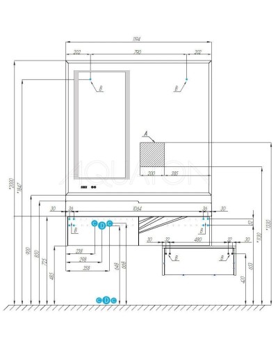 Комплект мебели белый глянец/ольха наварра 100 см Акватон Сакура 1A234901SKW80 + 1A71973KSK010 + 1A235102SKW80